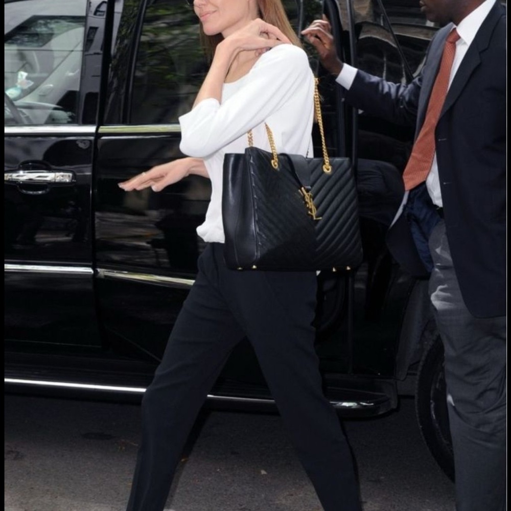 YSL Black Quilted Leather Tote